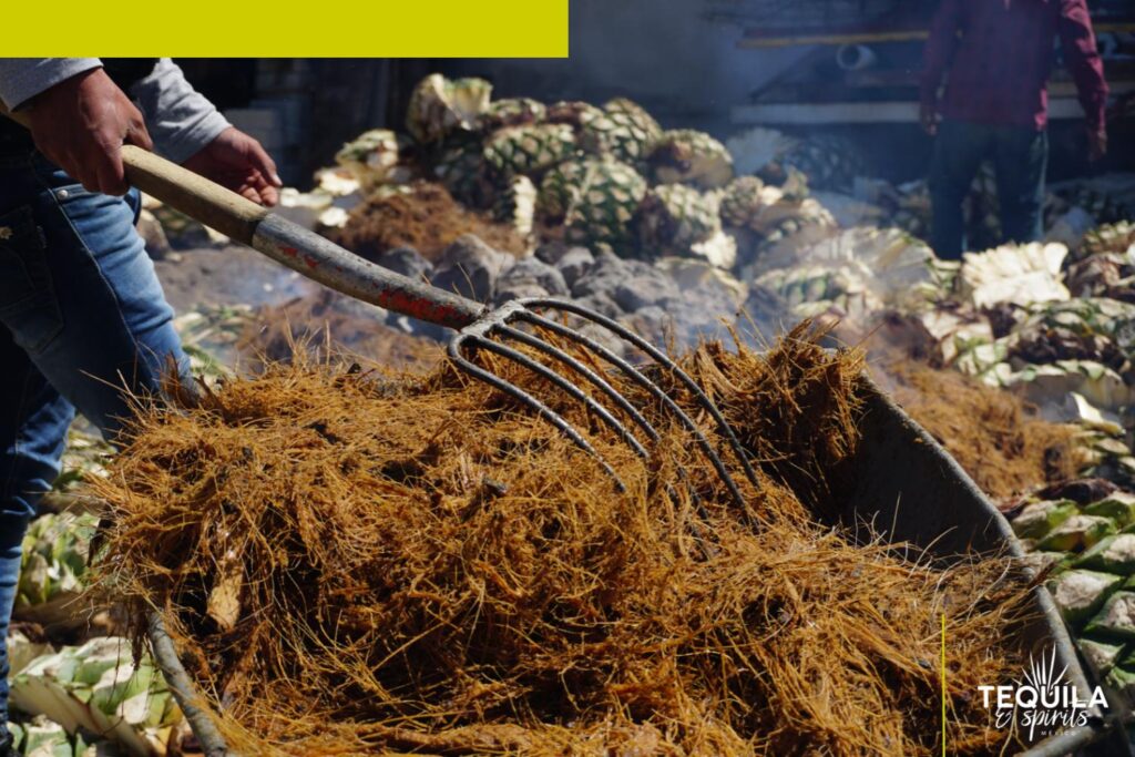 Detail of agave being roasted in a stone oven during mezcal making process at Tequila Spirits Mexico