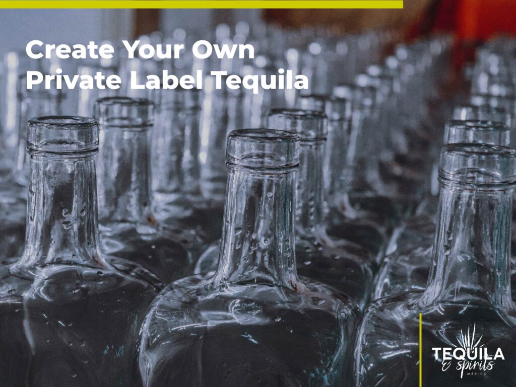 In the image there's a lot of empty crystal bottles, ready for a private label tequila production.