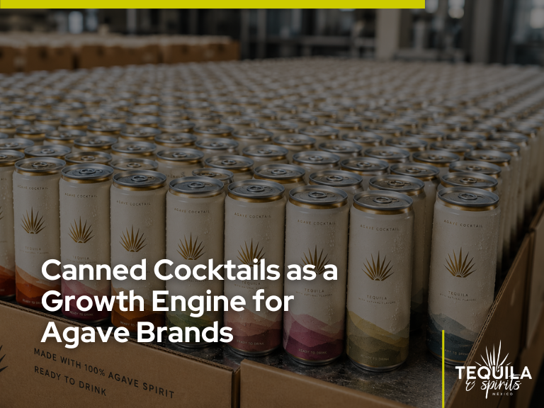 Supporting image for the article Canned Cocktails as a Growth Engine for Agave Brands. It shows agave-based RTDs in production and reinforces how ready-to-drink formats can expand consumer discovery, increase brand engagement, and create new growth opportunities for agave brands.
